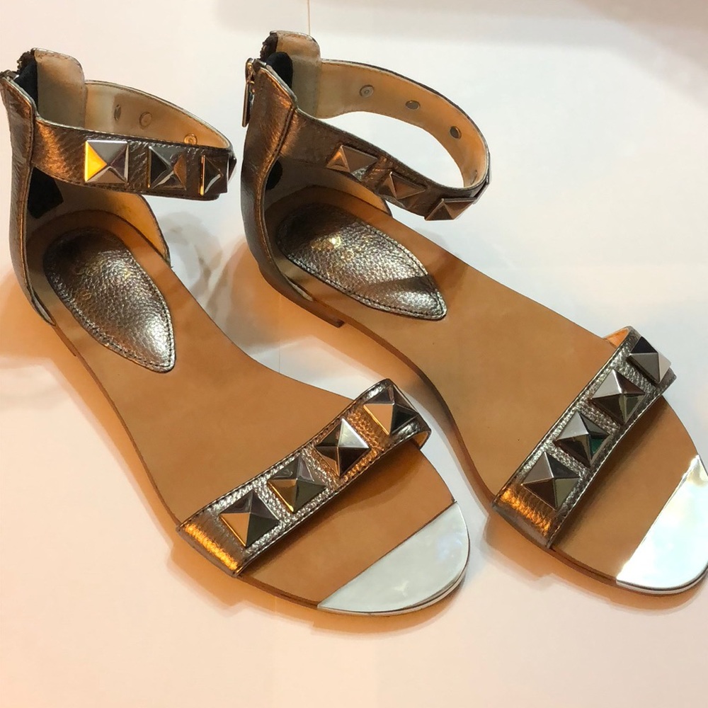 Metallic Silver Pyramid Stud Sandals Size 7